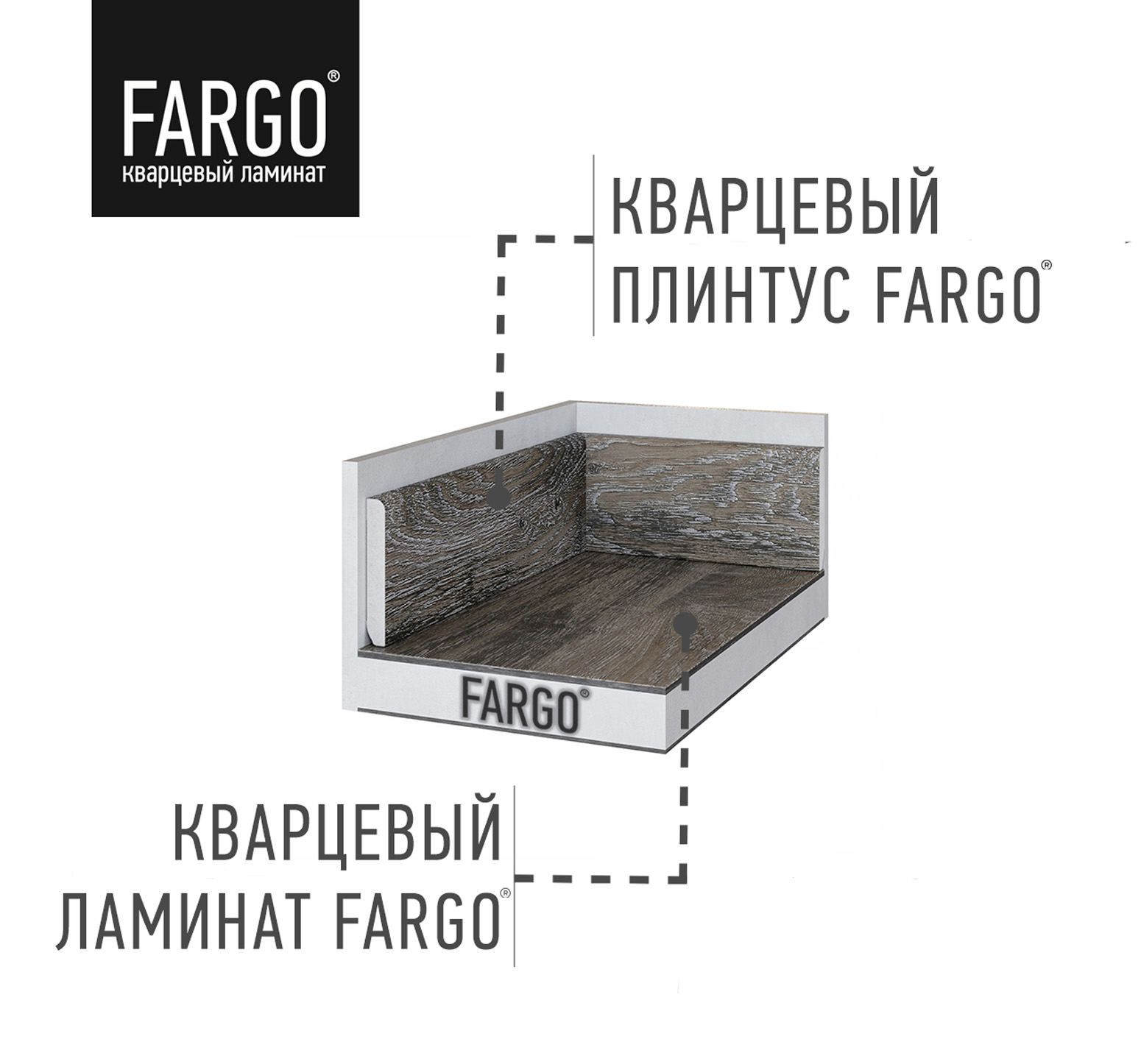 Кварцевый плинтус Fargo 61W921 Дуб Прага градиент